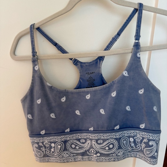 Adam Selman Sport Stonewash Bandana Blue Paisley Size L Sports Bra; Like New